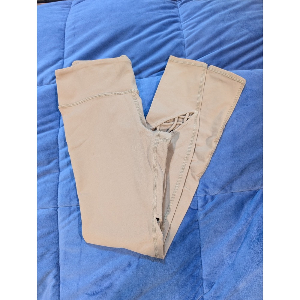Alo Yoga Entwine Leggings Womens Small Tan High Waist Lace Up Strappy Neutral